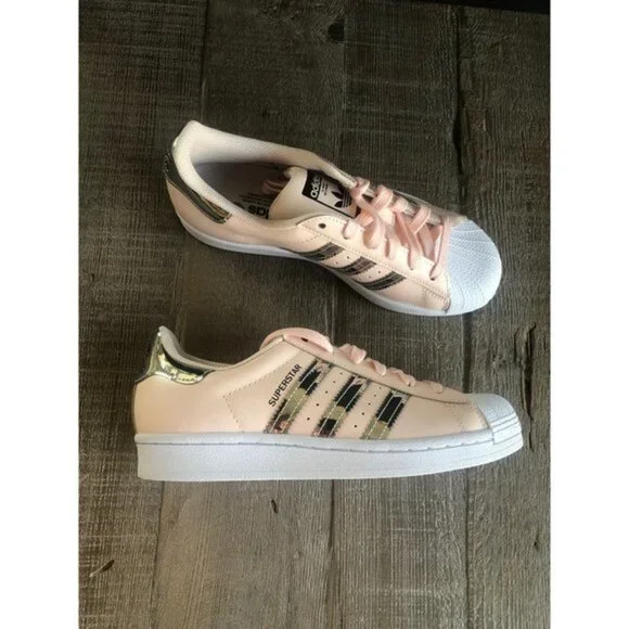 ADIDAS WMNS SUPERSTAR PINK TINT SILVER METALLIC Shoes size 6